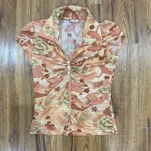 ❌SOLD❌Vintage floral collared top.